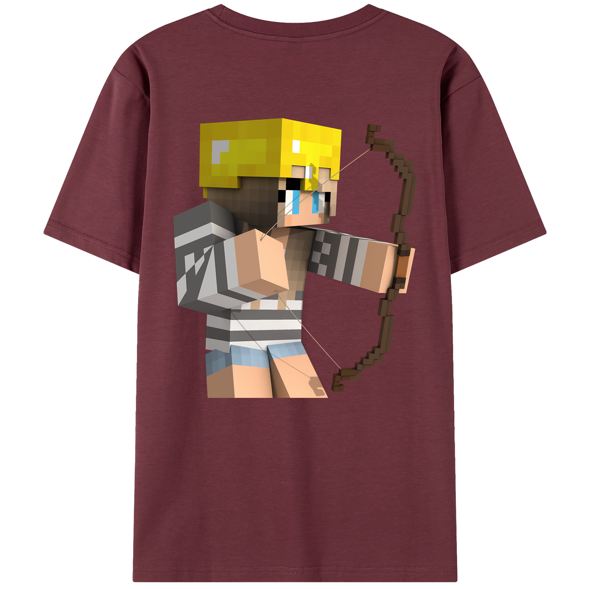 （画像用） マインクラフト ブロックの世界 Minecraft MC Block world 綿100％半袖Tシャツ（背面プリント）